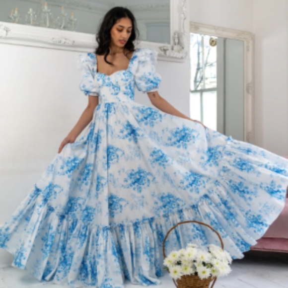 Fanciful Doll Floral Blue Maxi Dress - Picture 10 of 13